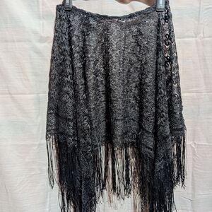 Black Lace Fringe Shawl